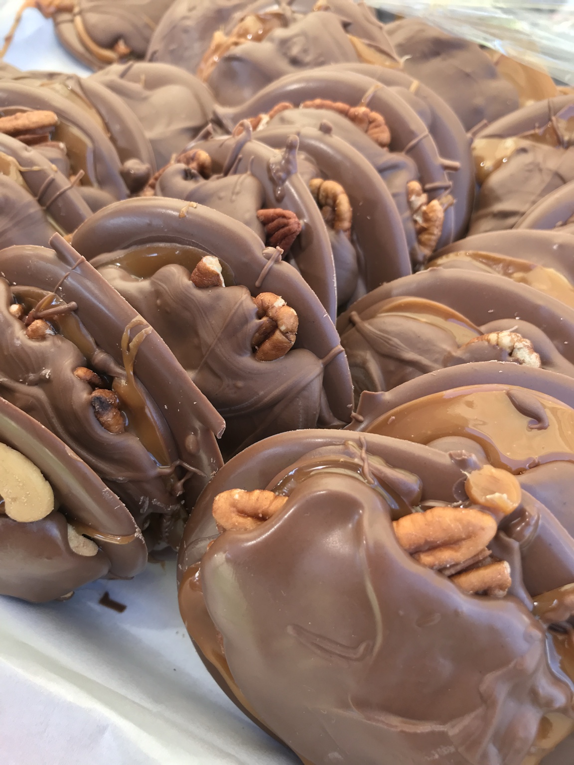 Handmade chocolate turtles
